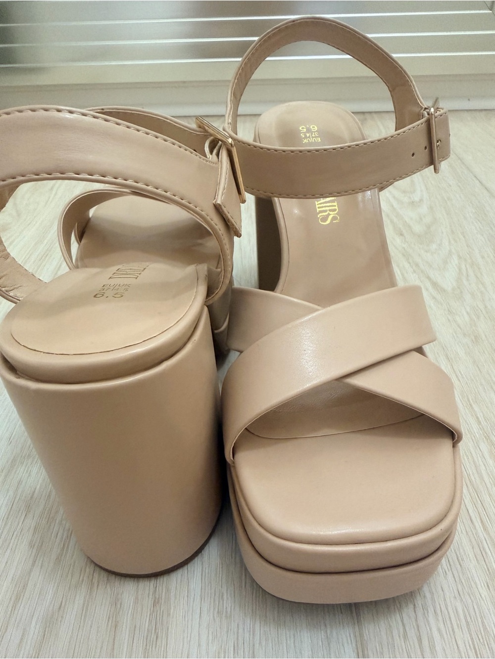 Dream Pairs Beige Platform Block Heel Sandal with Ankle Strap - Picture 2 of 6